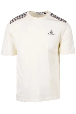 Aquascutum Check Details T-Shirt Old White