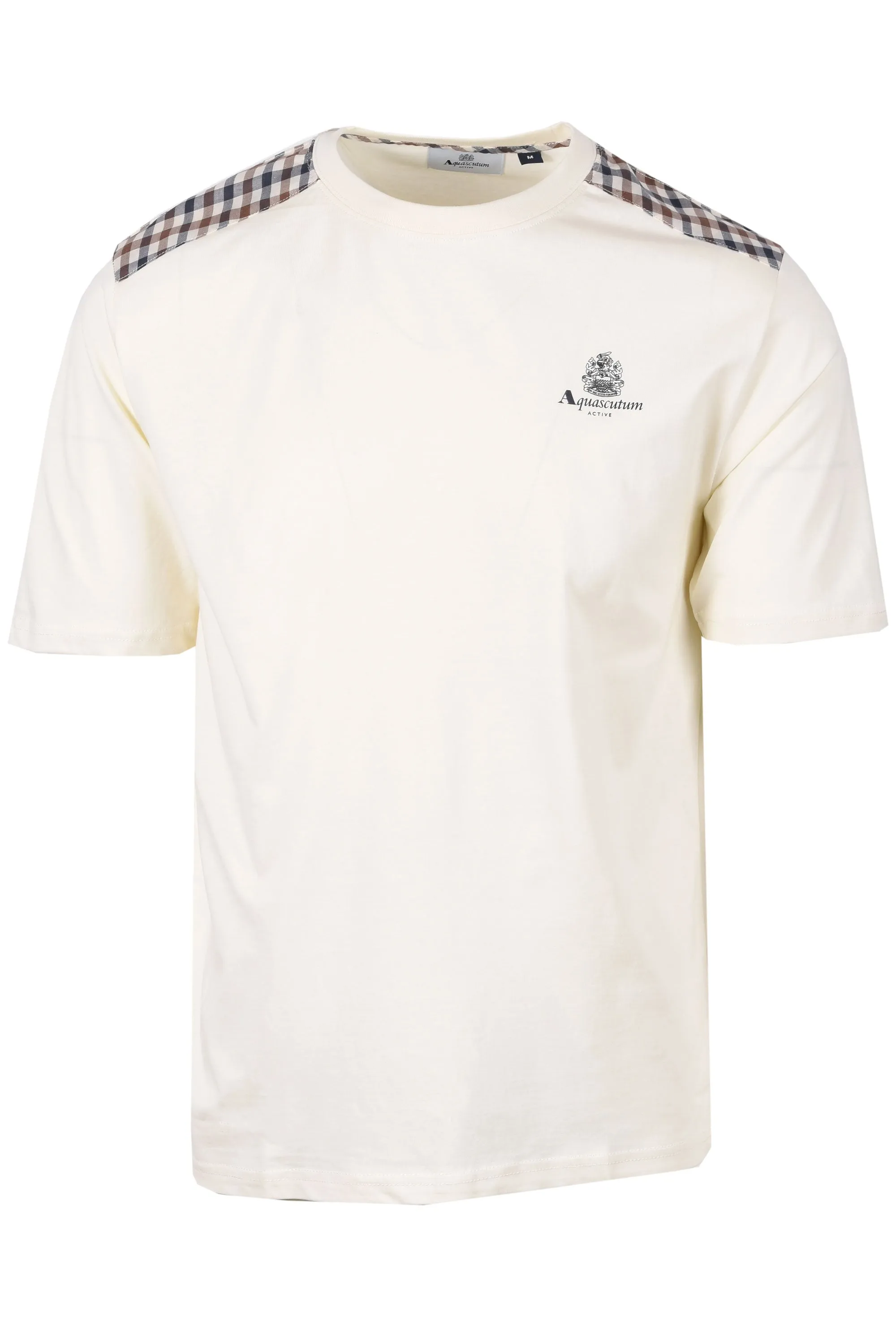 Aquascutum Check Details T-Shirt Old White