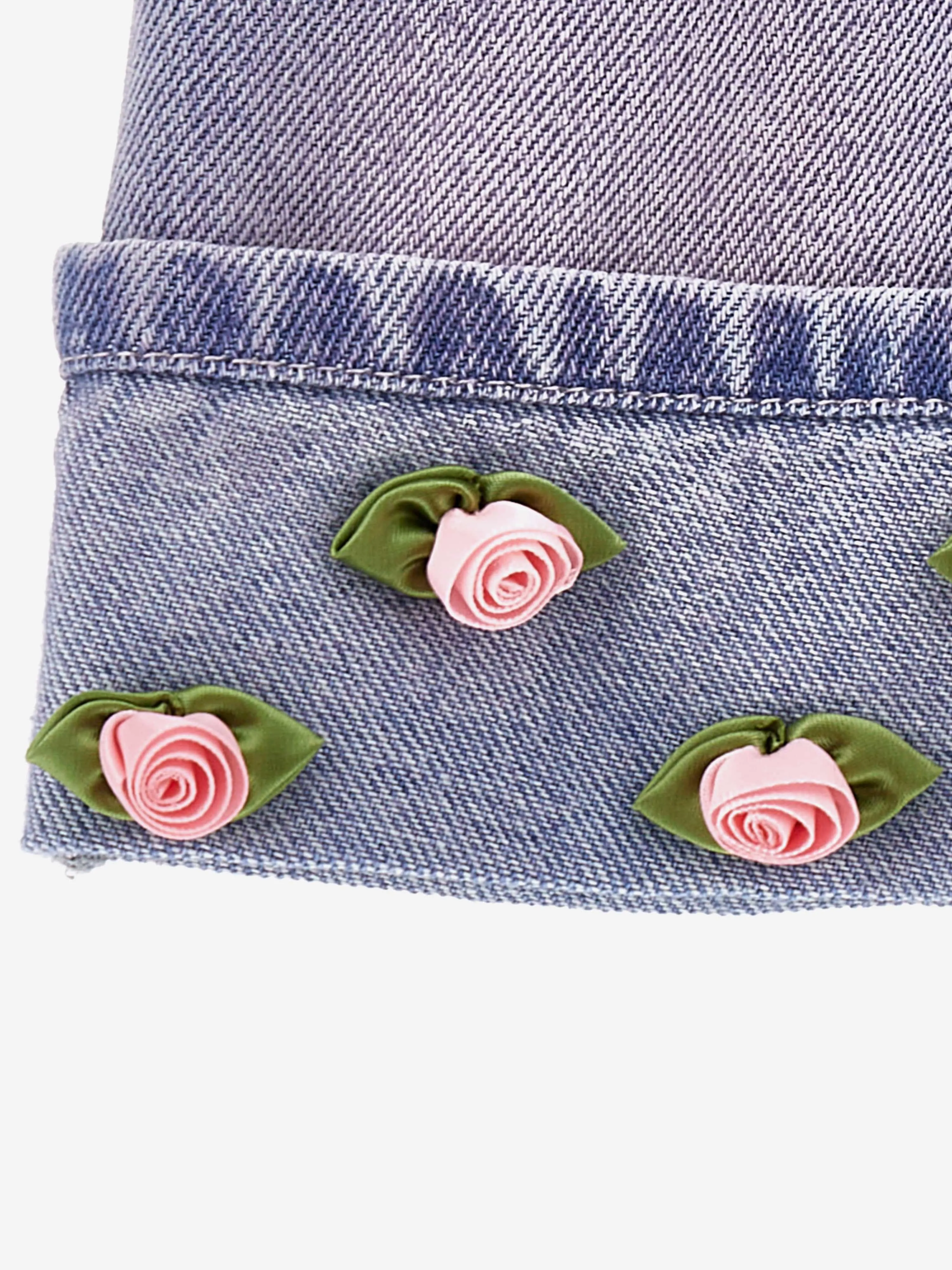 Baby Girls Rose Denim Dungaree Dress in Blue
