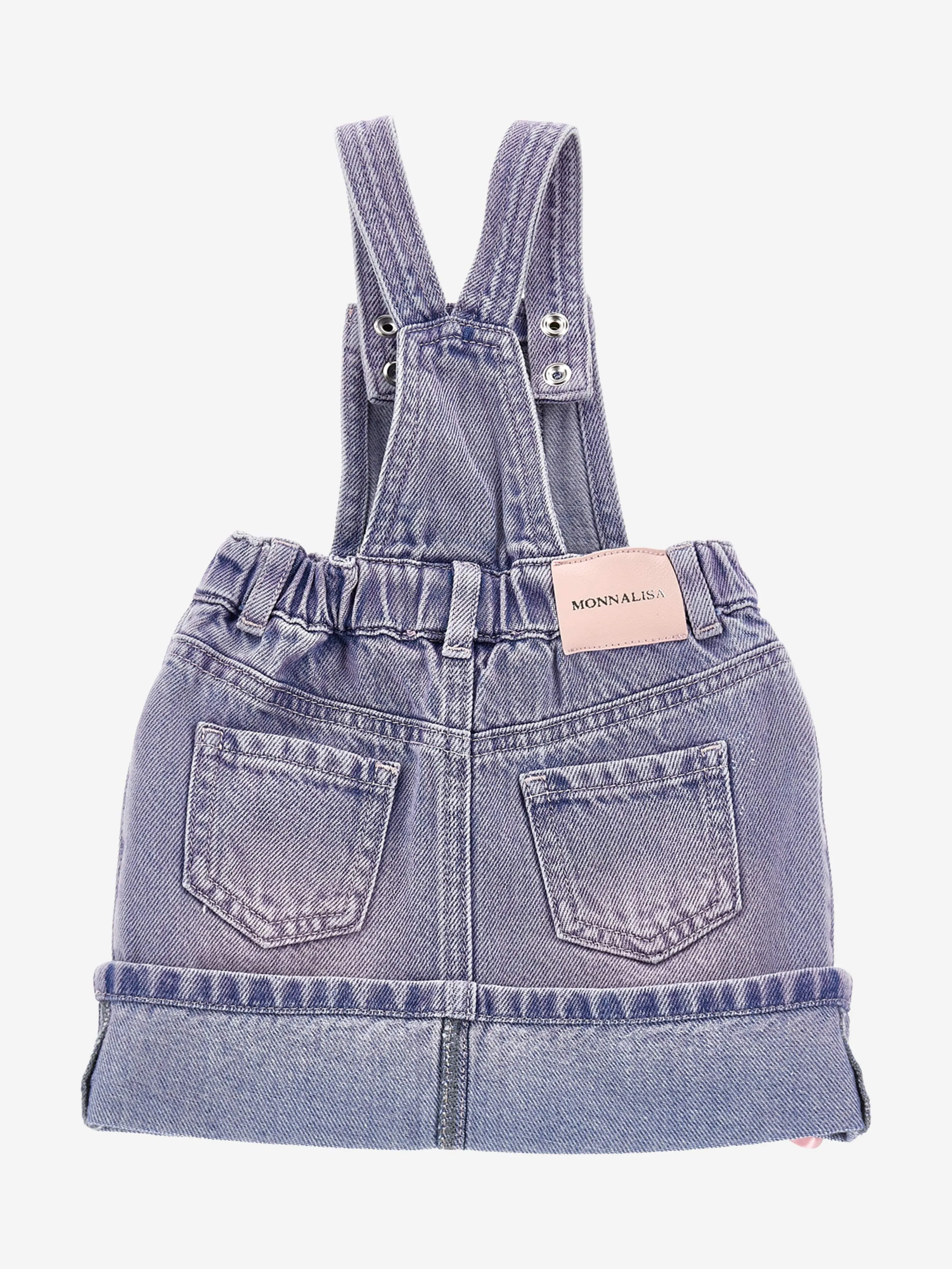 Baby Girls Rose Denim Dungaree Dress in Blue
