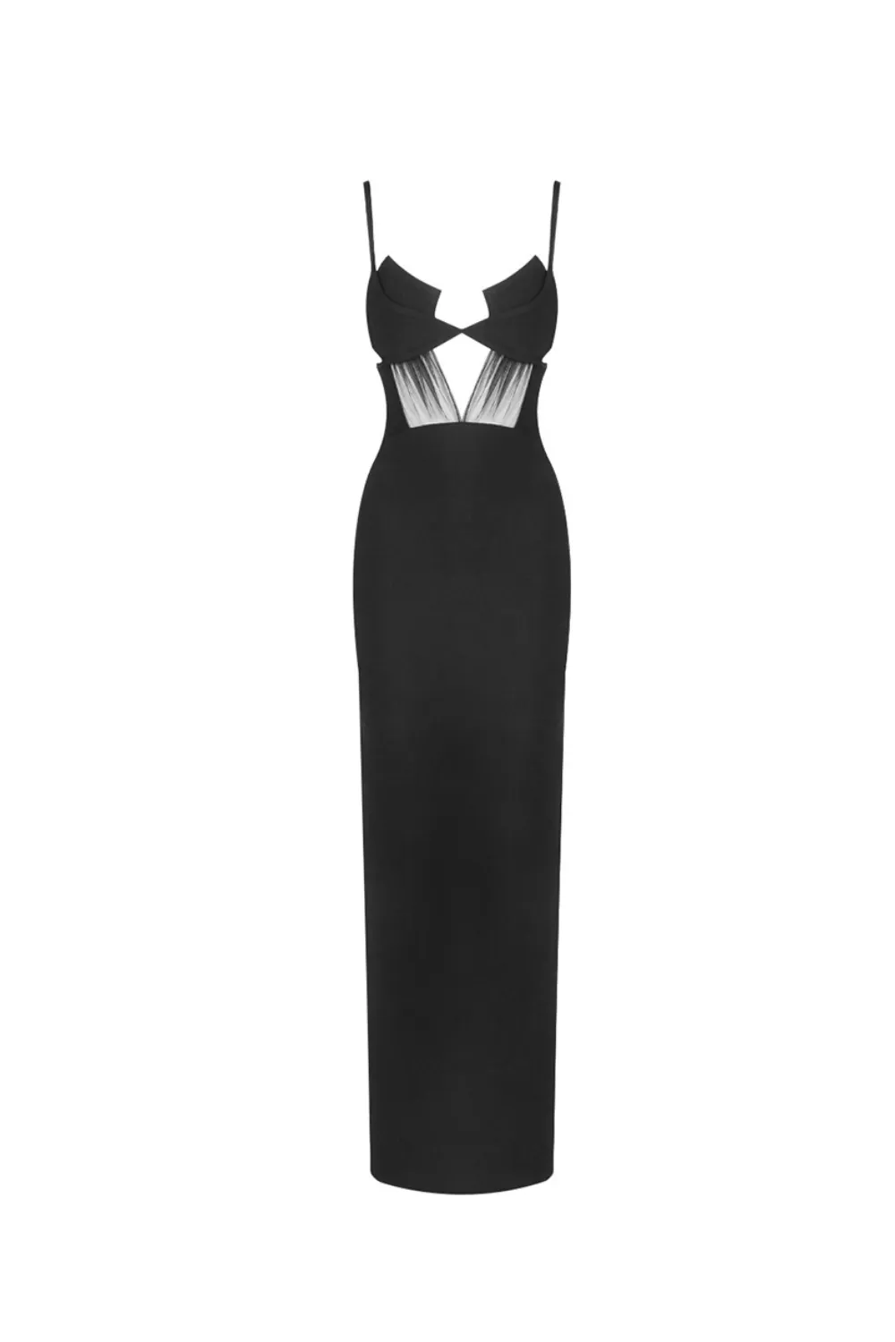 back slit knitted bandage maxi dress in black Gloria Lanvin