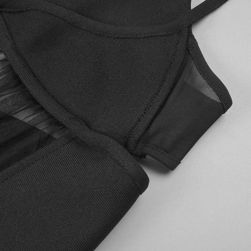 back slit knitted bandage maxi dress in black Gloria Lanvin