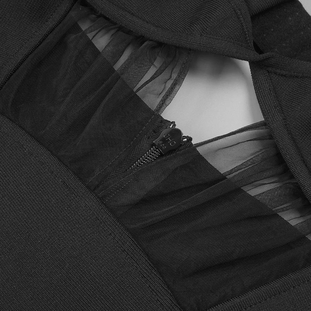 back slit knitted bandage maxi dress in black Gloria Lanvin