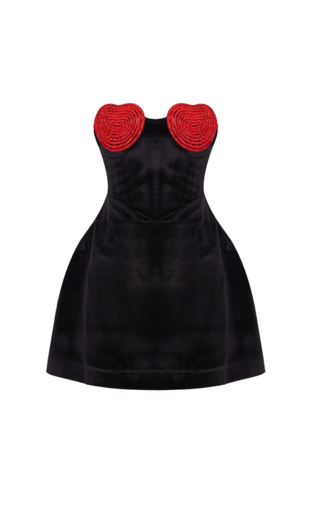 BESS CRYSTAL RED HEART MINI DRESS IN BLACK Gloria Lanvin