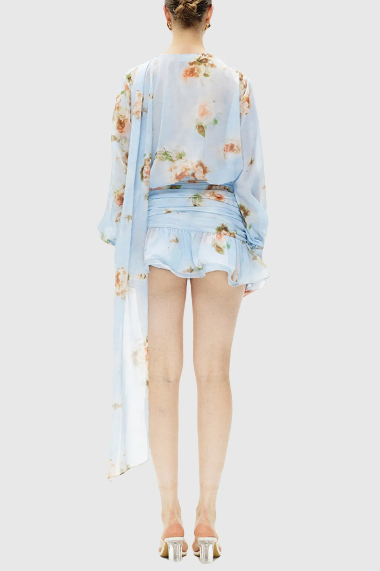 Bhakti Floral Chiffon Ruffle Mini Dress Gloria Lanvin