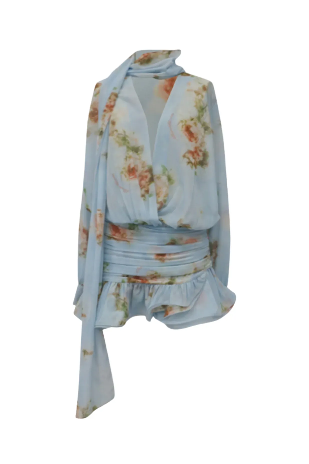 Bhakti Floral Chiffon Ruffle Mini Dress Gloria Lanvin