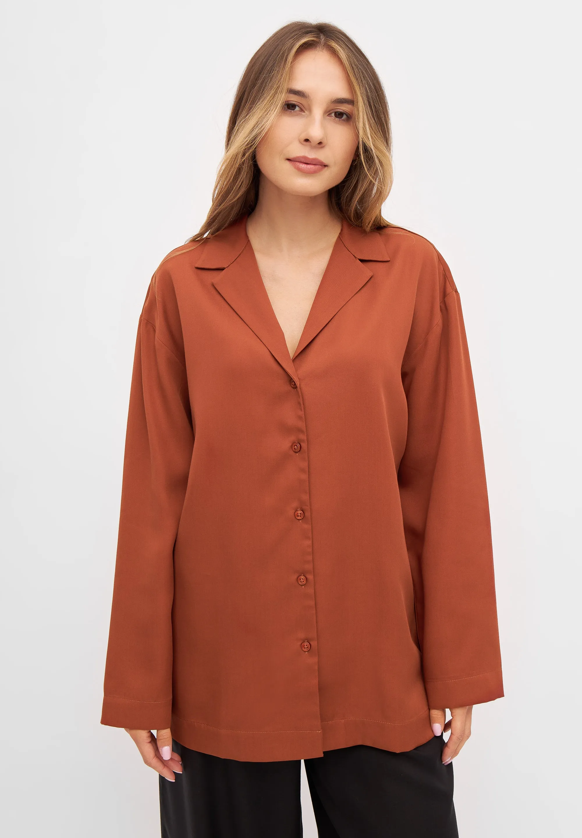 Blouse FELIA in TENCEL™ REFIBRA™ Lyocell - Terracotta (Refibra) Givn Berlin