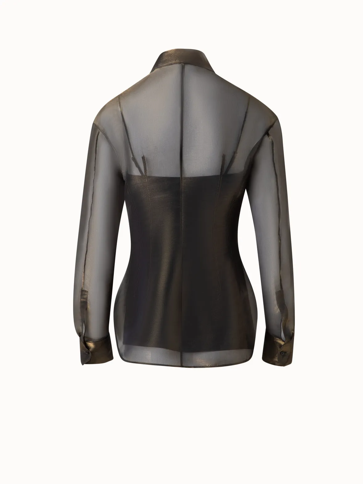 Blouse in Sheer Organza Silk with Gold Shimmer Akris