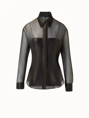 Blouse in Sheer Organza Silk with Gold Shimmer Akris