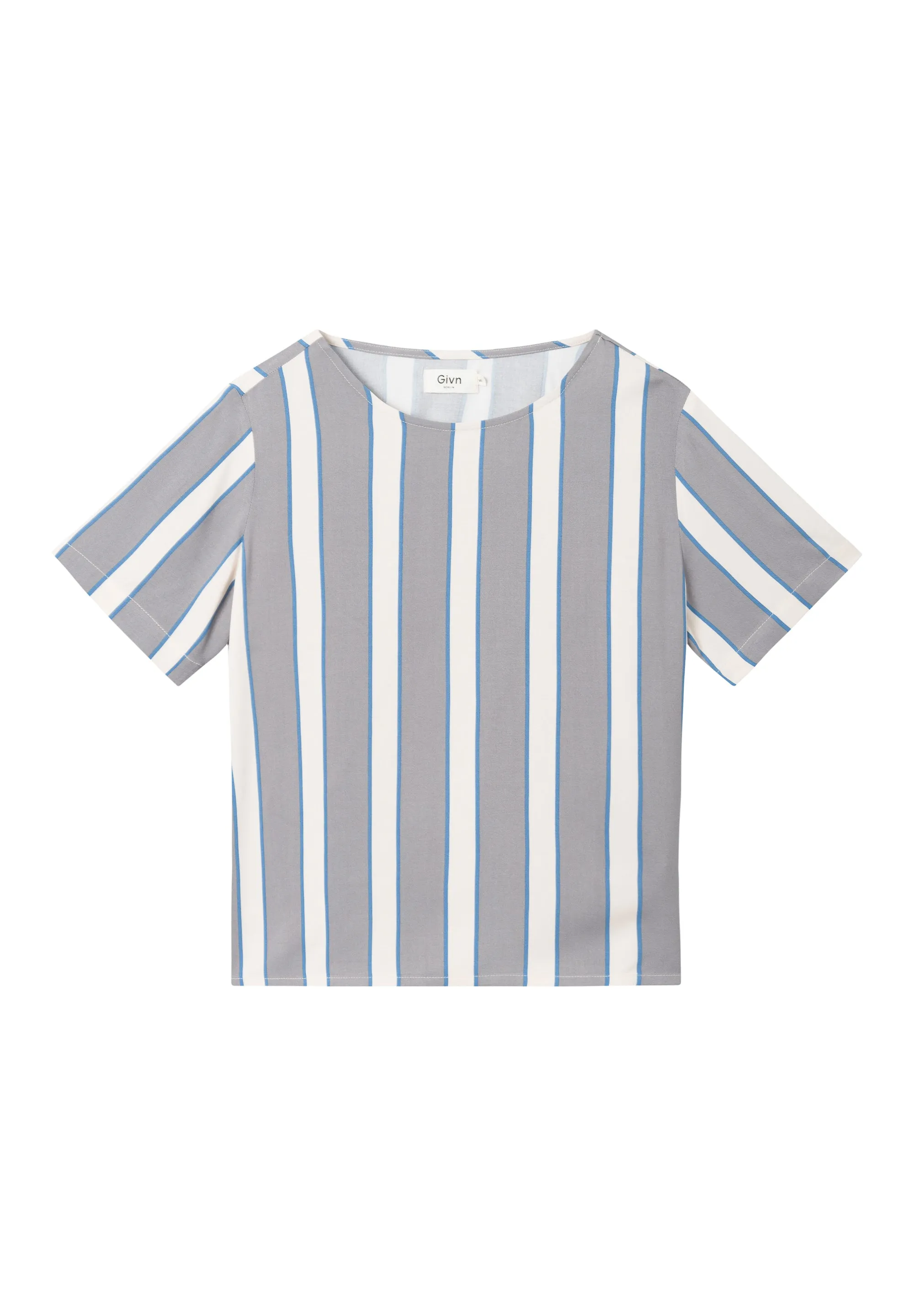 Blouse INES from LENZING™ ECOVERO™ - Off White / Grey (Stripes) Givn Berlin