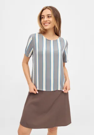 Blouse INES from LENZING™ ECOVERO™ - Off White / Grey (Stripes) Givn Berlin