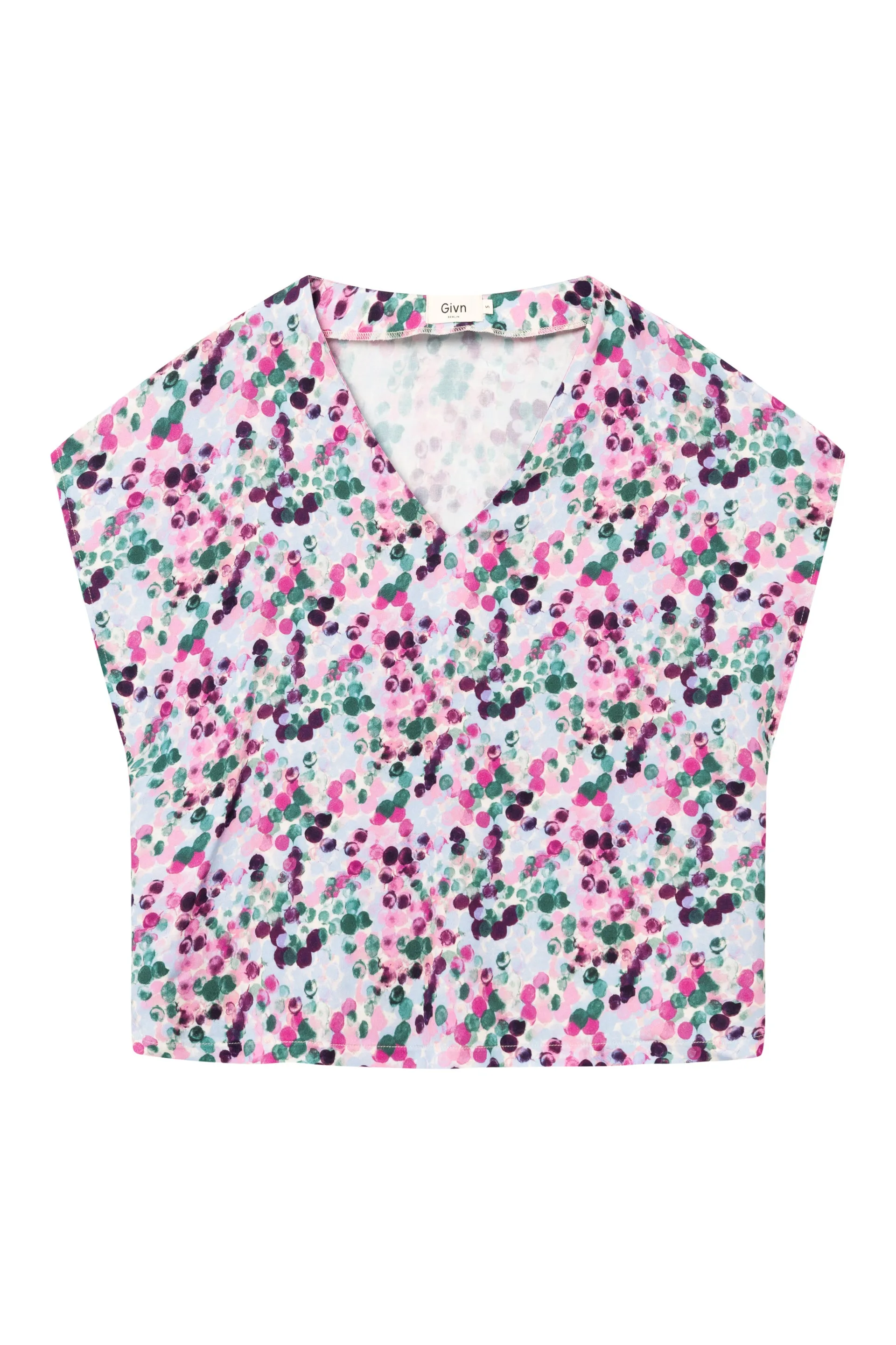 Blouse Shirt GBRUBY Relaxed Fit From LENZING™ ECOVERO™ - Green / Violet (Bubbles) Givn Berlin