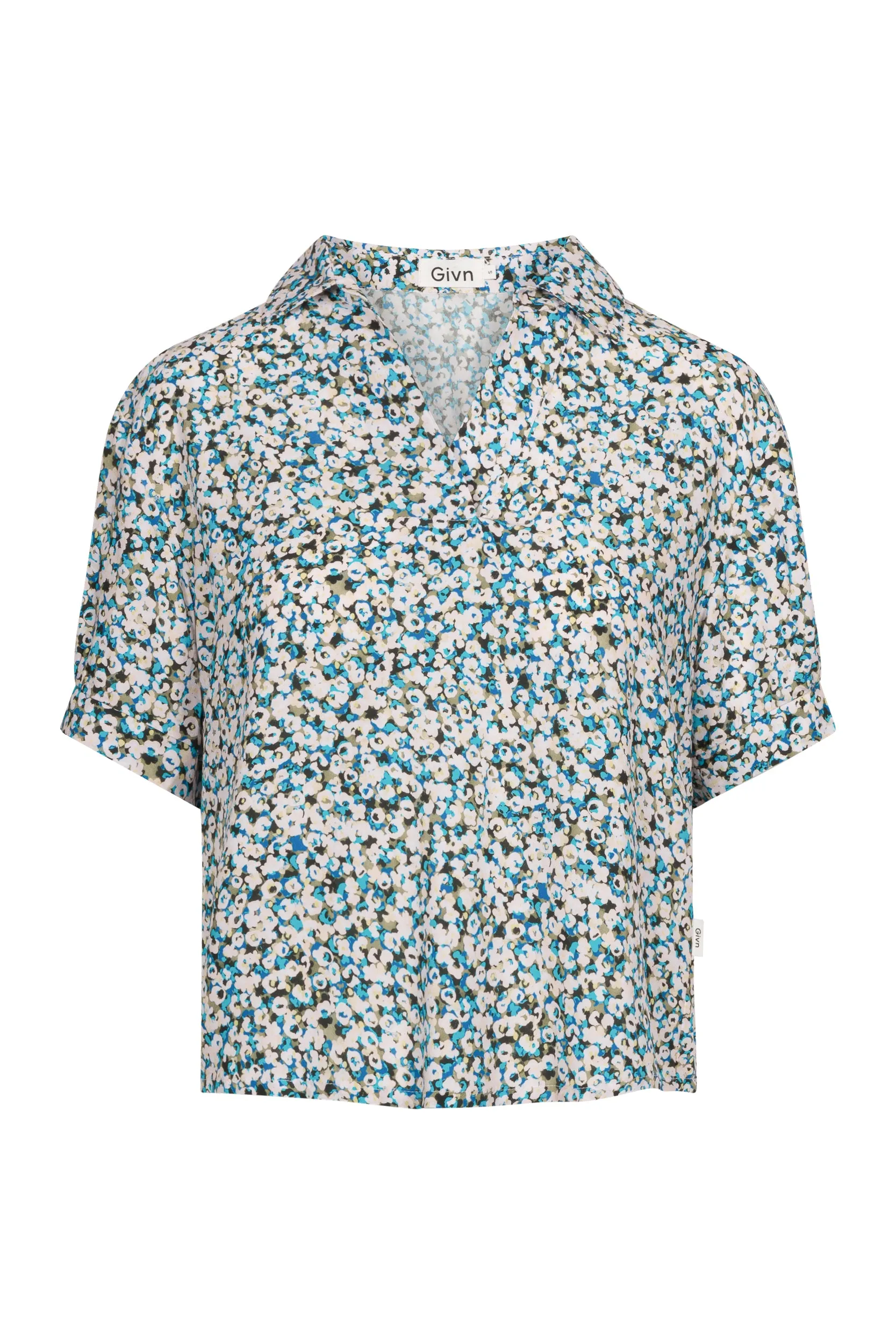 Blouse shirt MELANIE from LENZING™ ECOVERO™ - Blue / Green (Flowers) Givn Berlin
