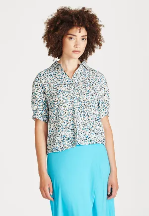Blouse shirt MELANIE from LENZING™ ECOVERO™ - Blue / Green (Flowers) Givn Berlin