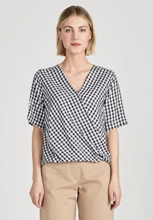 Blouse shirt MISHA from LENZING™ ECOVERO™ - Midnight Blue / White (Checked) Givn Berlin