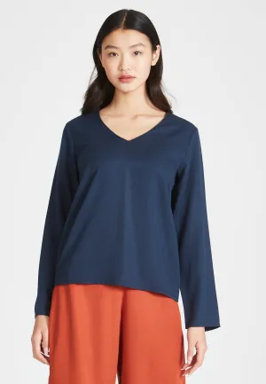 Blouse shirt ROSE in TENCEL™ REFIBRA™ Lyocell - Midnight Blue (Refibra) Givn Berlin