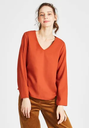 Blouse shirt ROSE in TENCEL™ REFIBRA™ Lyocell - Rusty Orange (Refibra) Givn Berlin