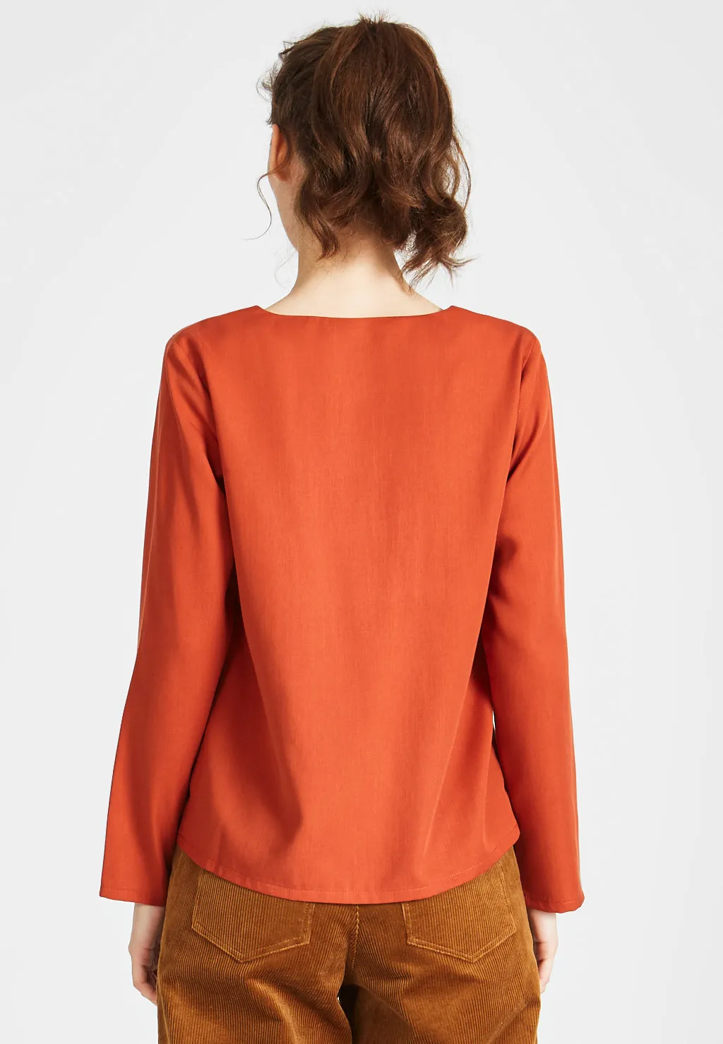 Blouse shirt ROSE in TENCEL™ REFIBRA™ Lyocell - Rusty Orange (Refibra) Givn Berlin