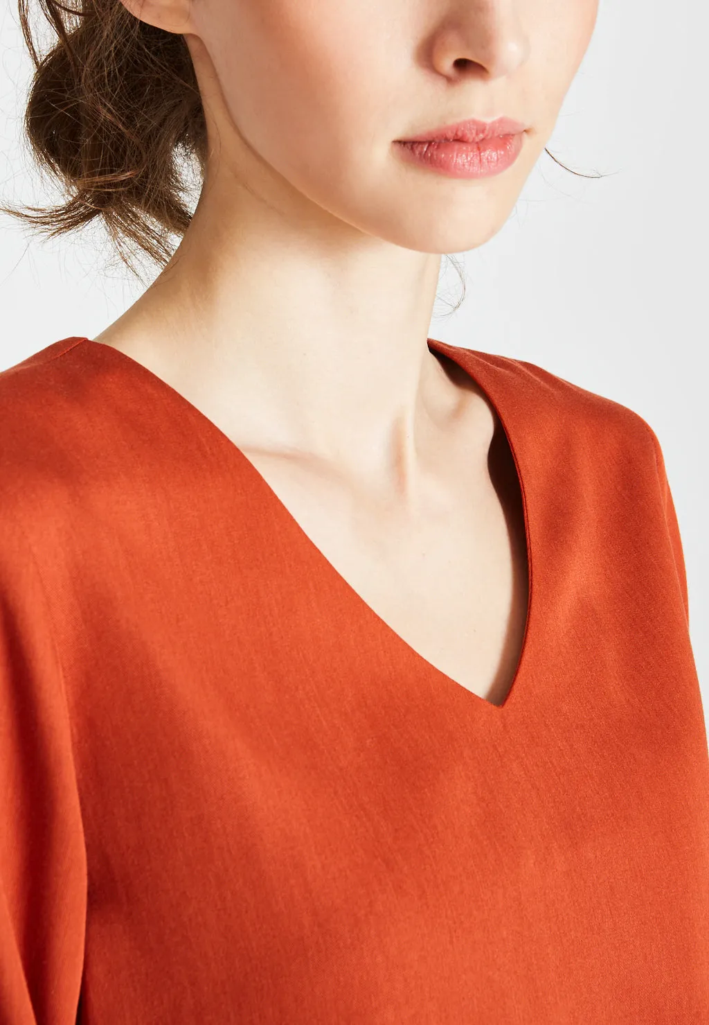 Blouse shirt ROSE in TENCEL™ REFIBRA™ Lyocell - Rusty Orange (Refibra) Givn Berlin