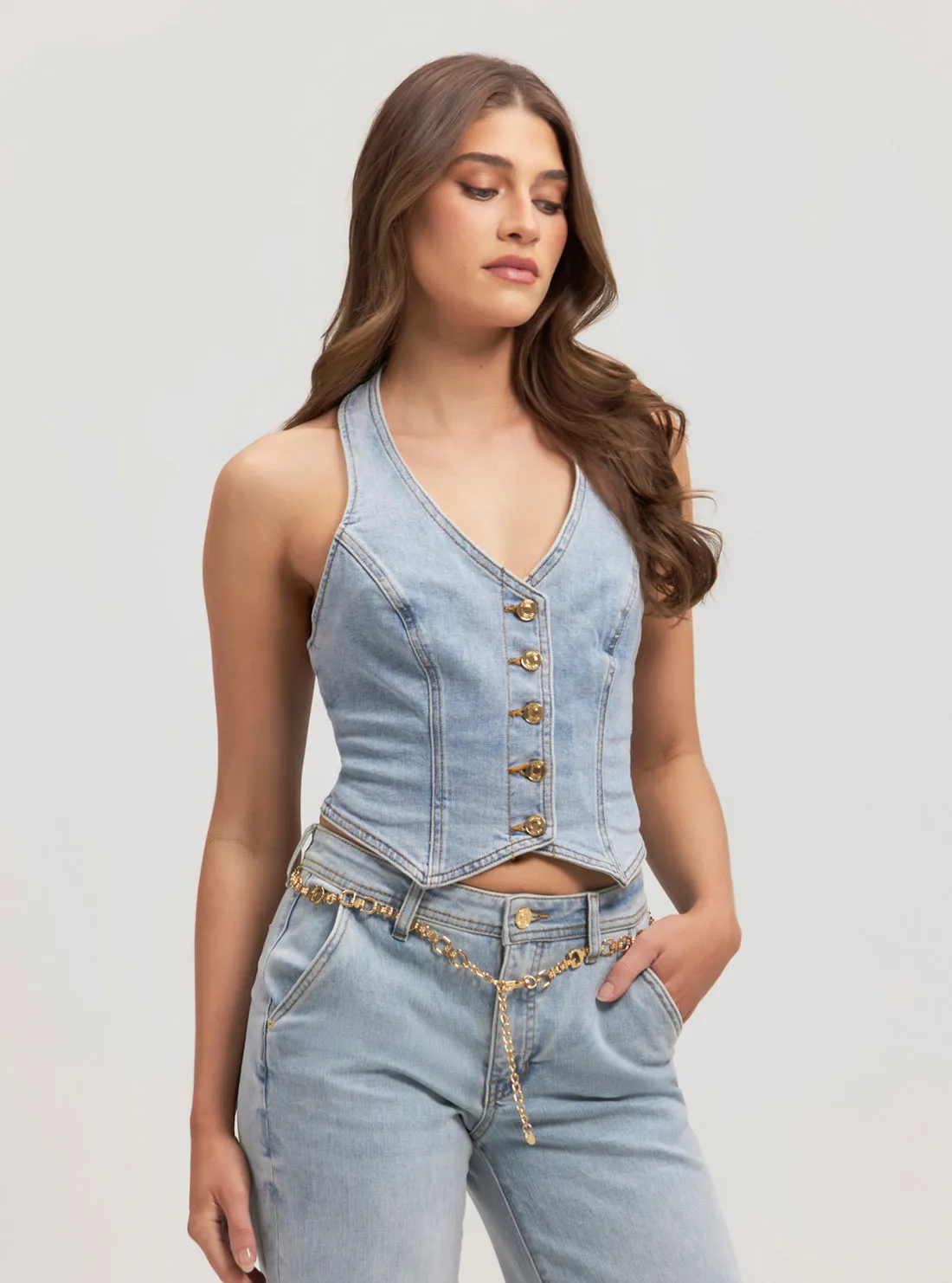Blue Denim Piper Vest Guess