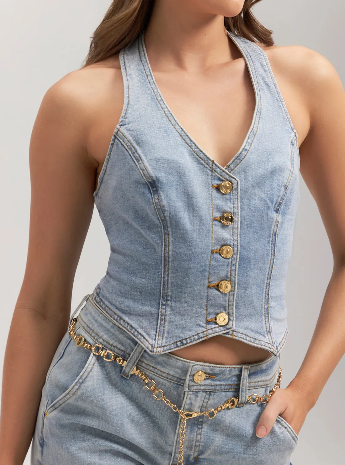 Blue Denim Piper Vest Guess