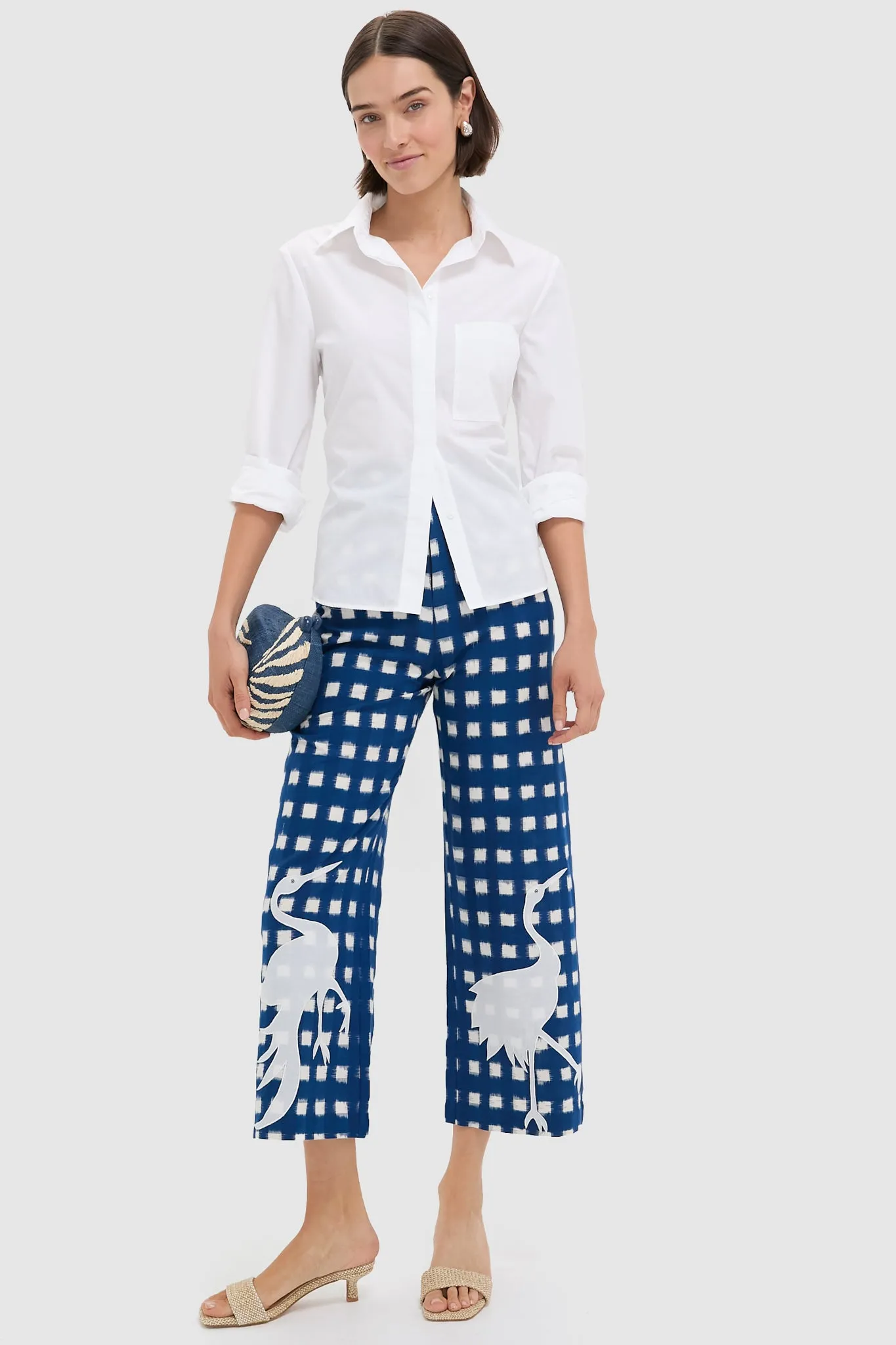 Blue Embroidery Picnic Trousers