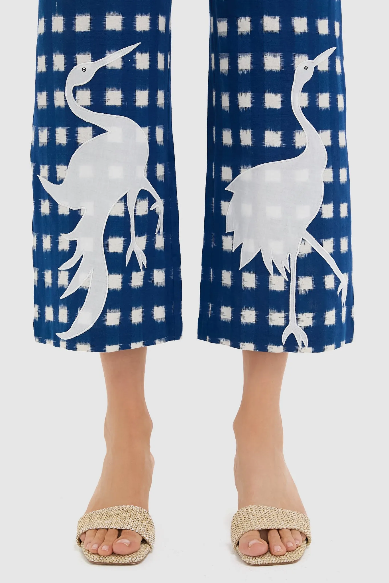 Blue Embroidery Picnic Trousers