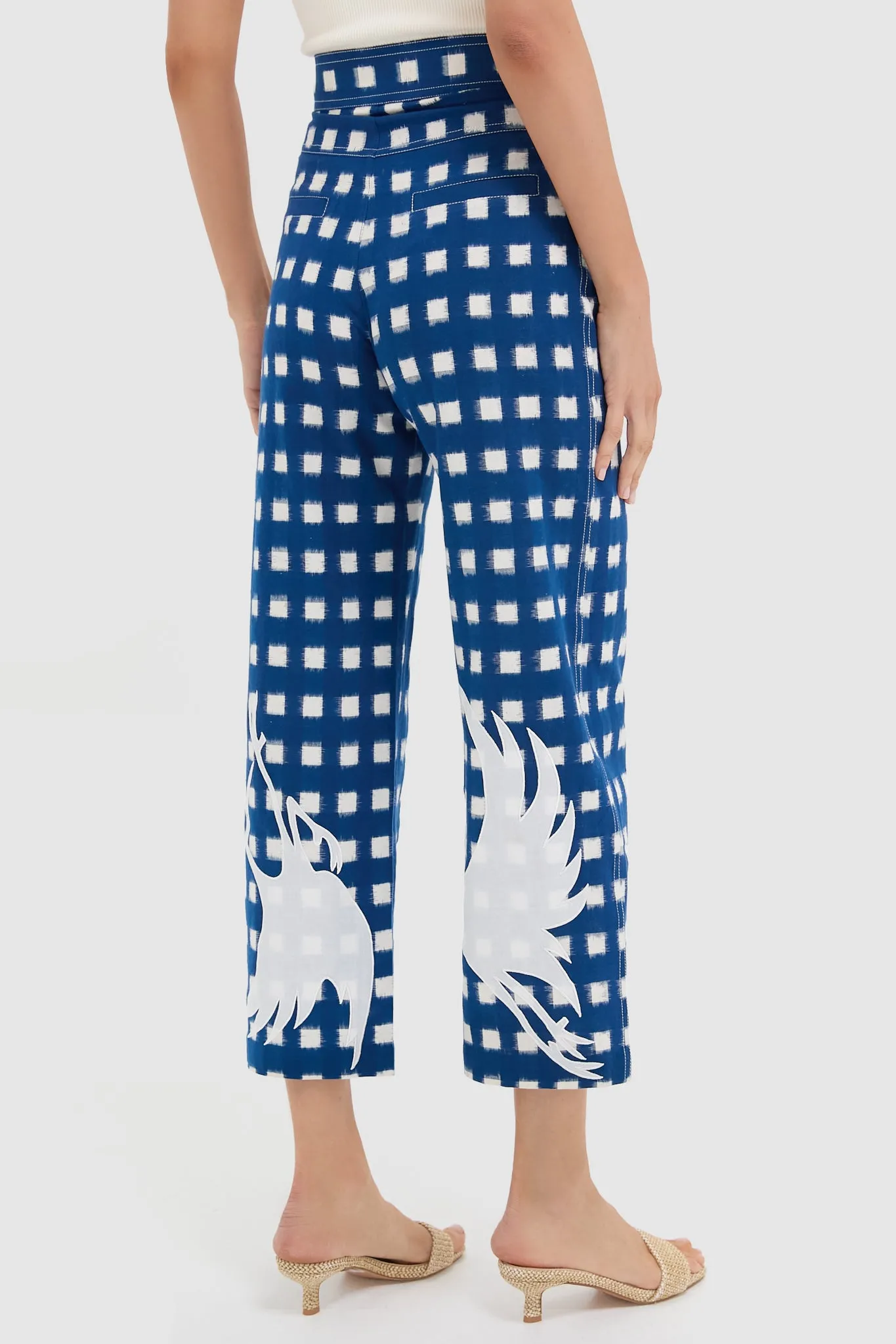 Blue Embroidery Picnic Trousers