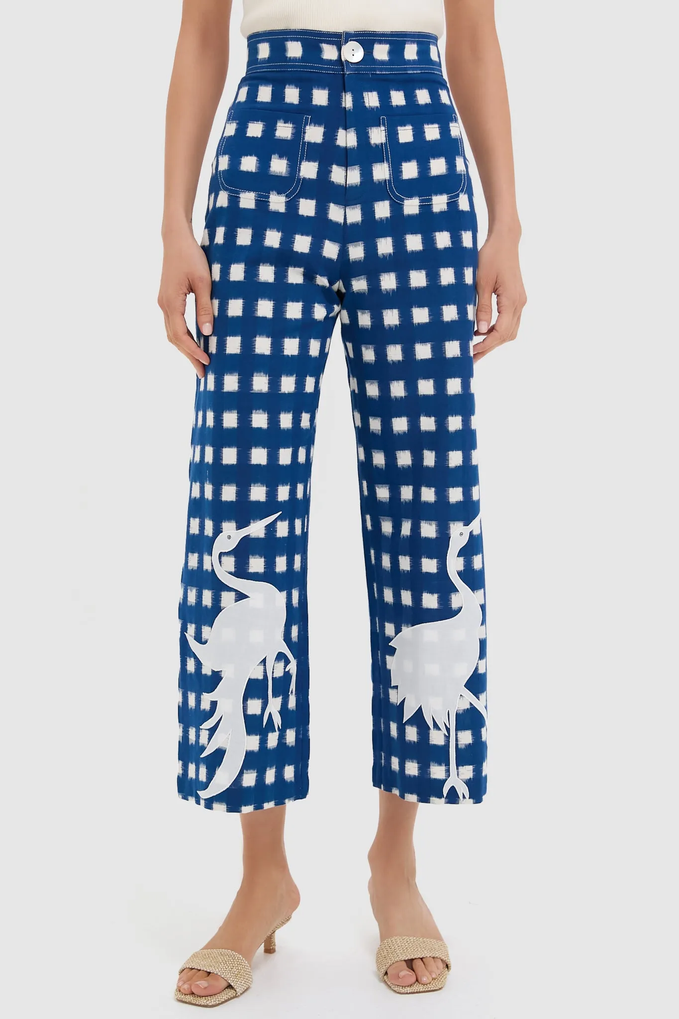 Blue Embroidery Picnic Trousers