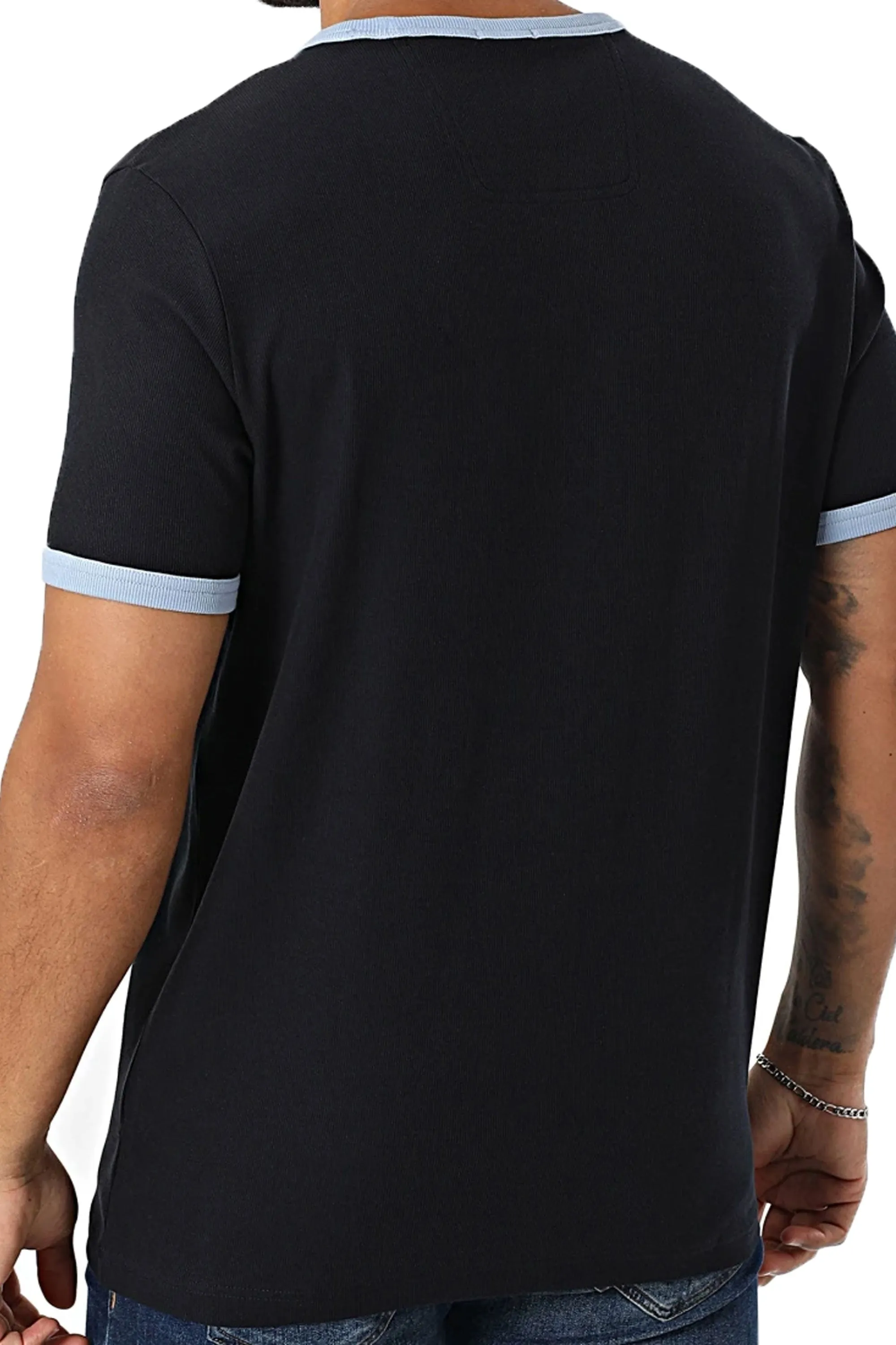 Boss Tee Tape Rib T Shirt Dark Blue