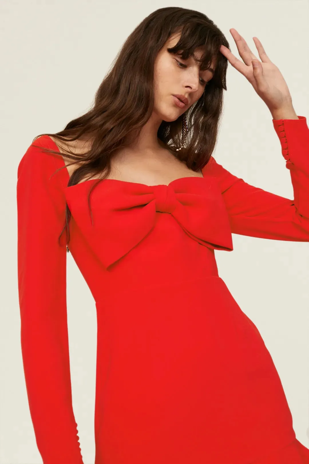 Bow Crepe Mini Dress in red Gloria Lanvin