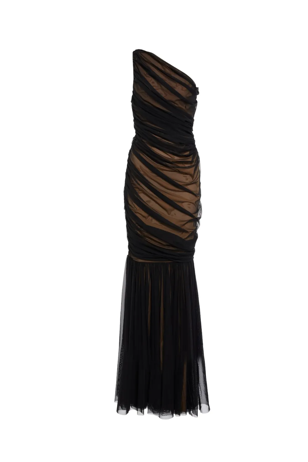 Cadhla One Shoulder Ruched Mesh Maxi Dress Gloria Lanvin