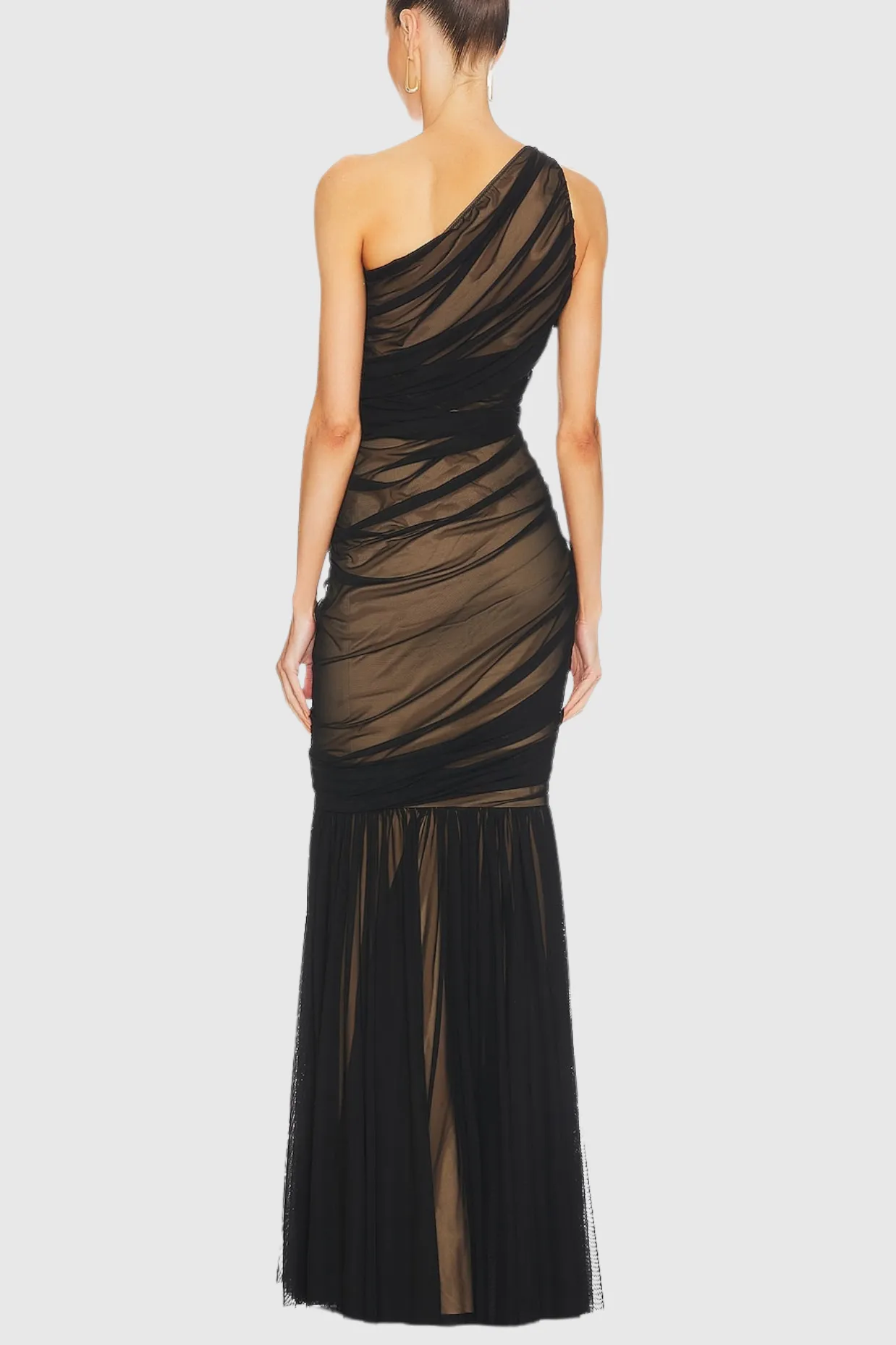 Cadhla One Shoulder Ruched Mesh Maxi Dress Gloria Lanvin