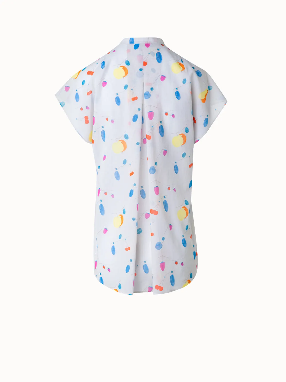 Cap Sleeve Cotton Blouse with Fruits Print Akris