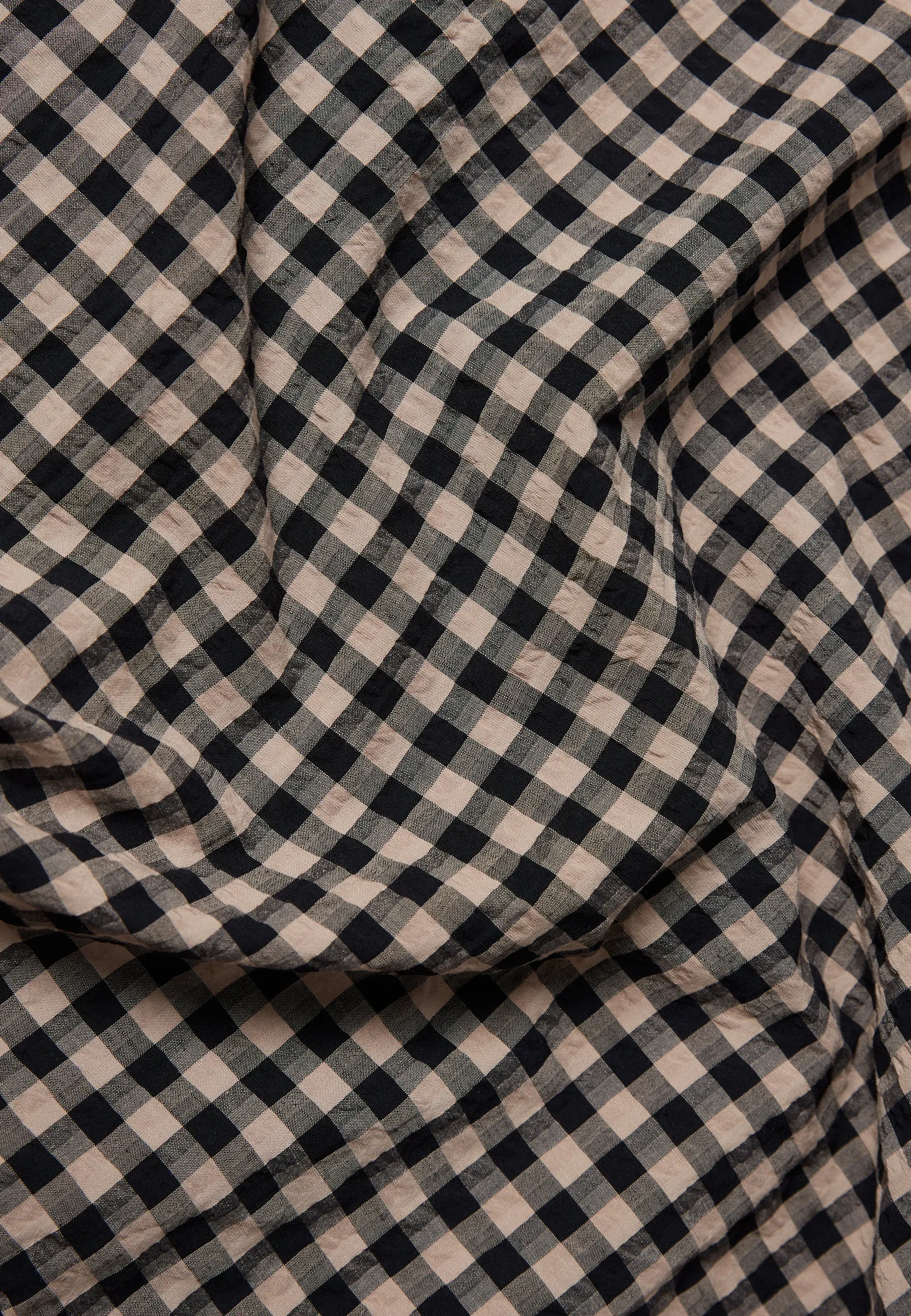 Check blouse GBGRETEL in organic cotton seersucker - Light Taupe / Black (Structure) Givn Berlin
