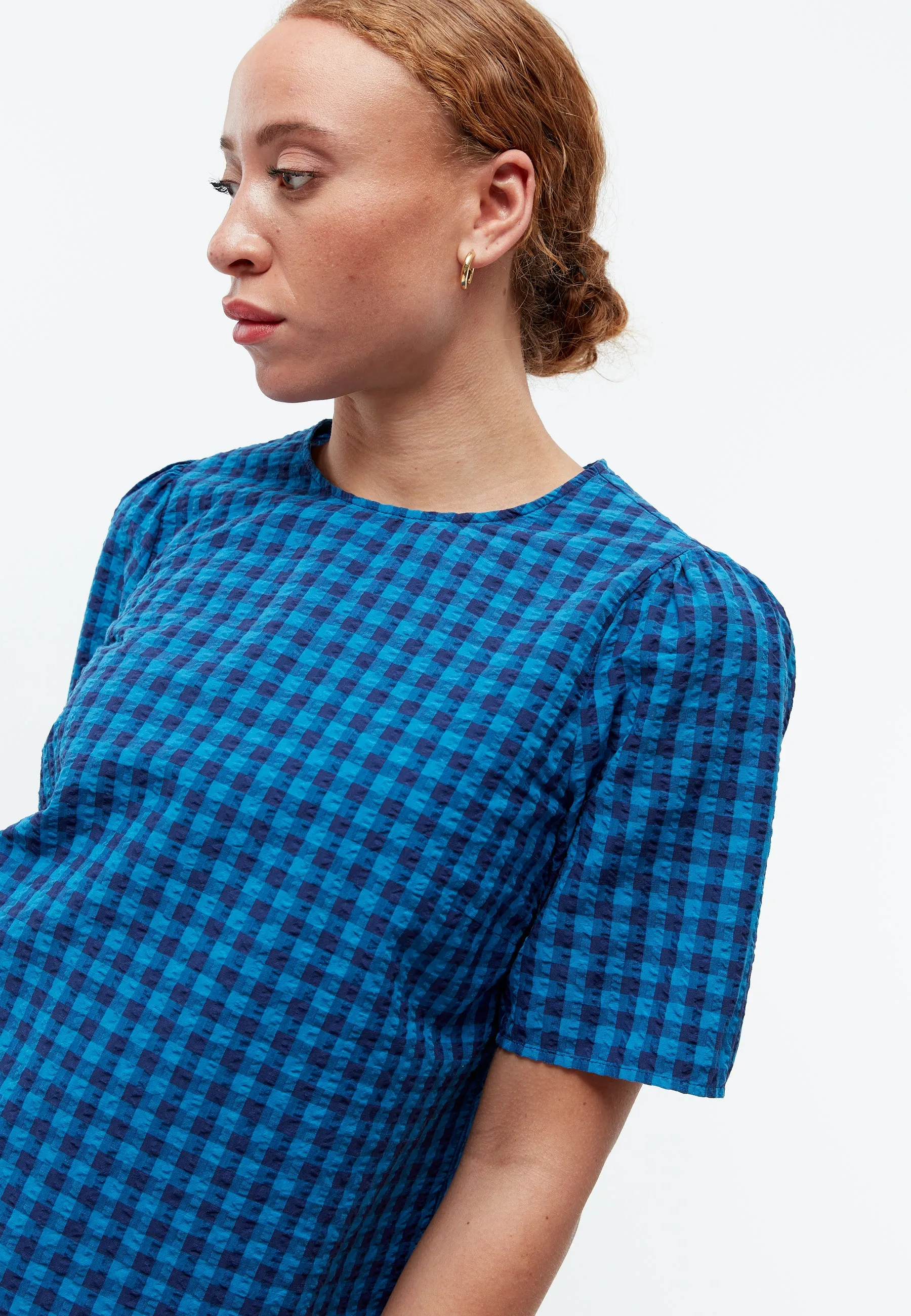 Checked blouse GBGRETEL out of Seersucker organic cotton Givn Berlin