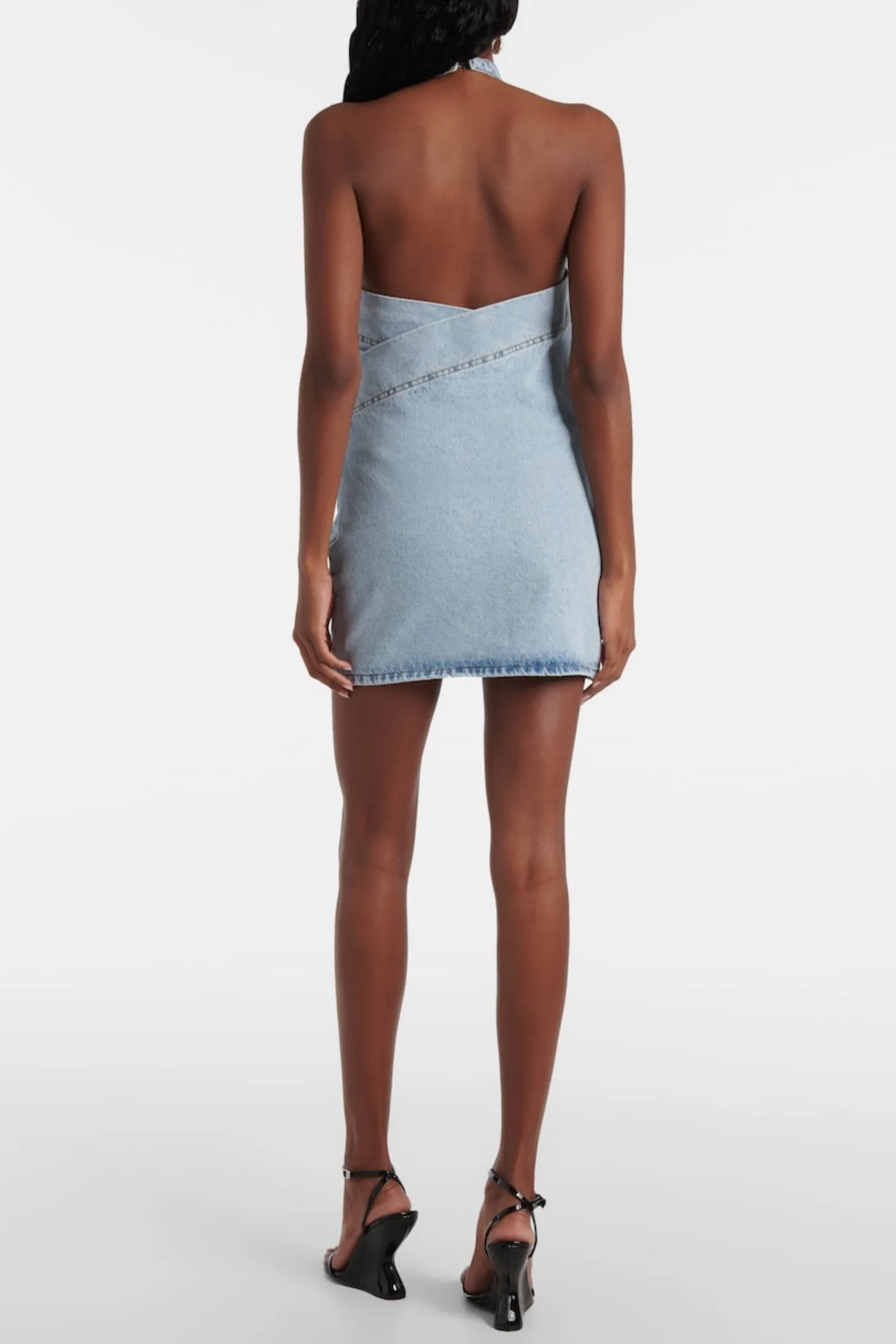 Christell Floral Appliqu Halter Denim Mini Dress Gloria Lanvin