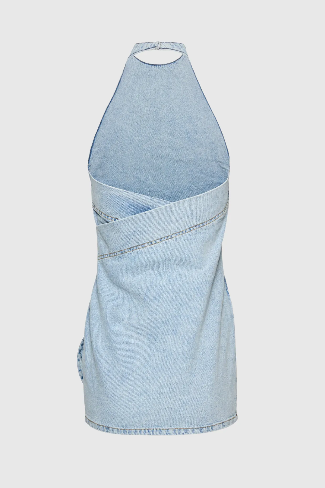 Christell Floral Appliqu Halter Denim Mini Dress Gloria Lanvin