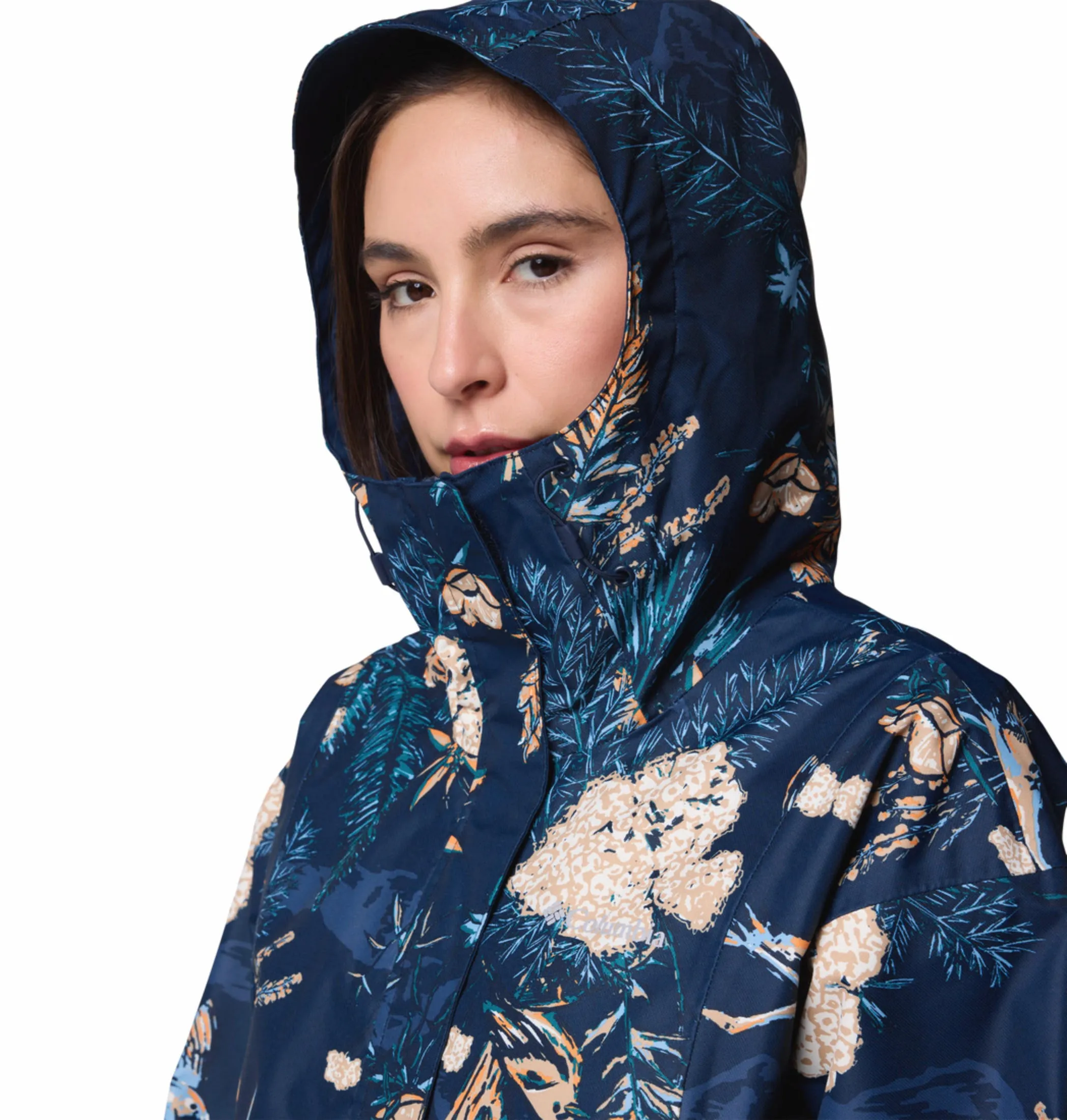 Columbia Women Blue Omni-Tech Hikebound Printed Waterproof Rain Jacket