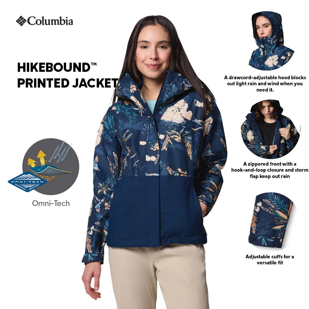 Columbia Women Blue Omni-Tech Hikebound Printed Waterproof Rain Jacket