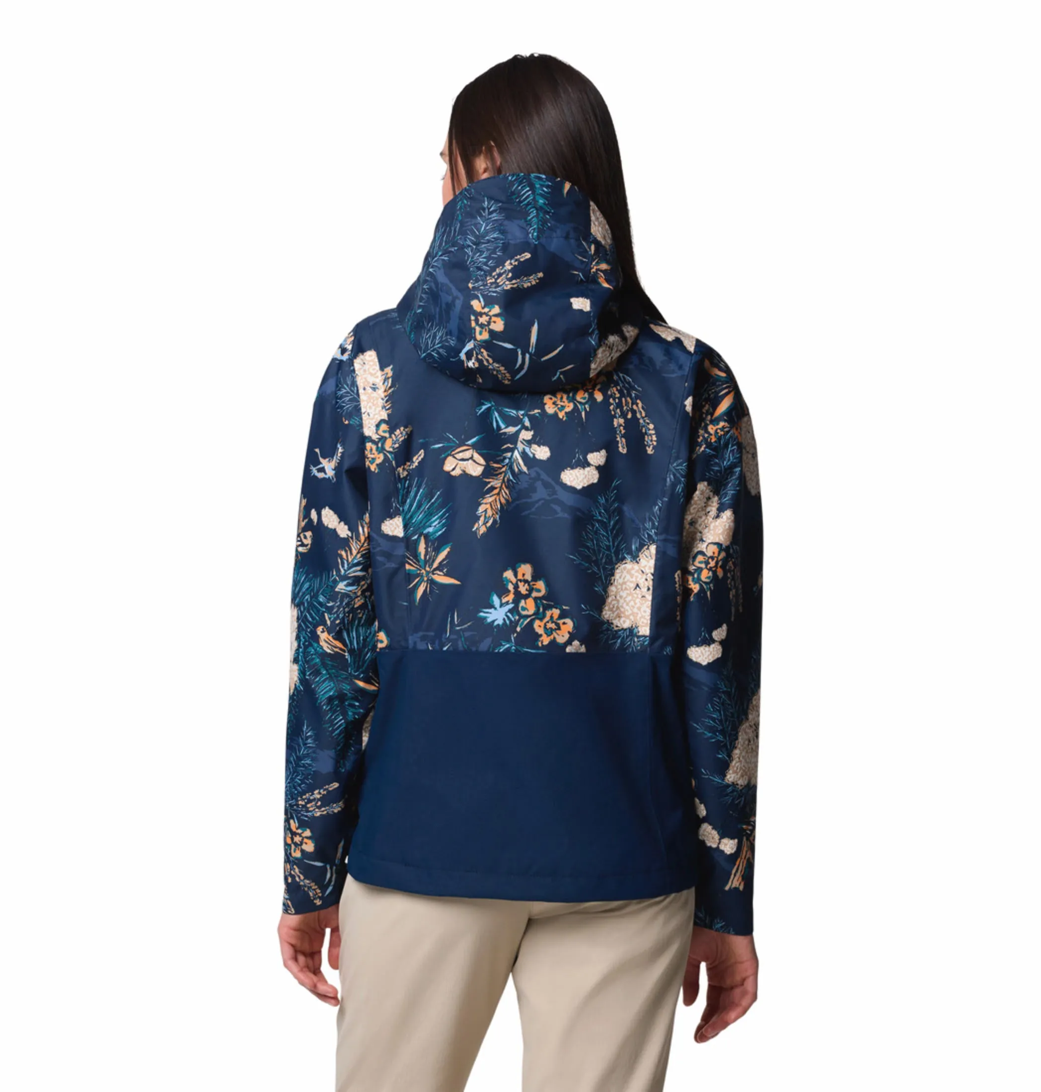 Columbia Women Blue Omni-Tech Hikebound Printed Waterproof Rain Jacket