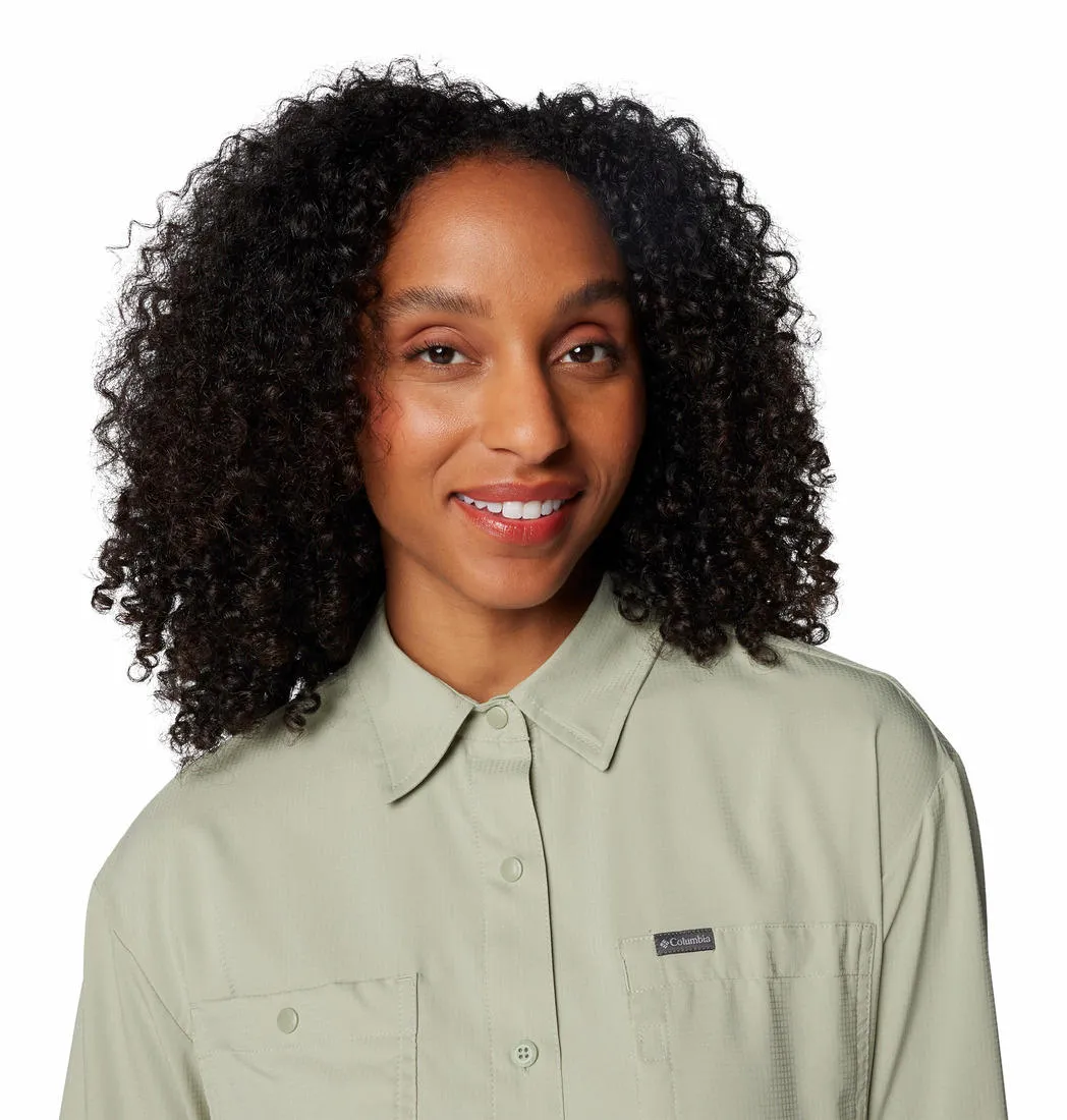 Columbia Women Green Omni-Shade Silver Ridge Utility Long Sleeve Shirt