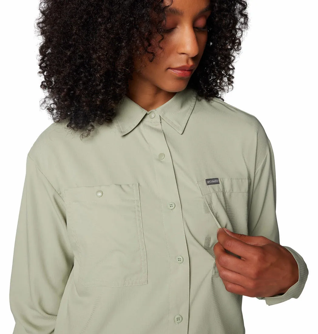 Columbia Women Green Omni-Shade Silver Ridge Utility Long Sleeve Shirt