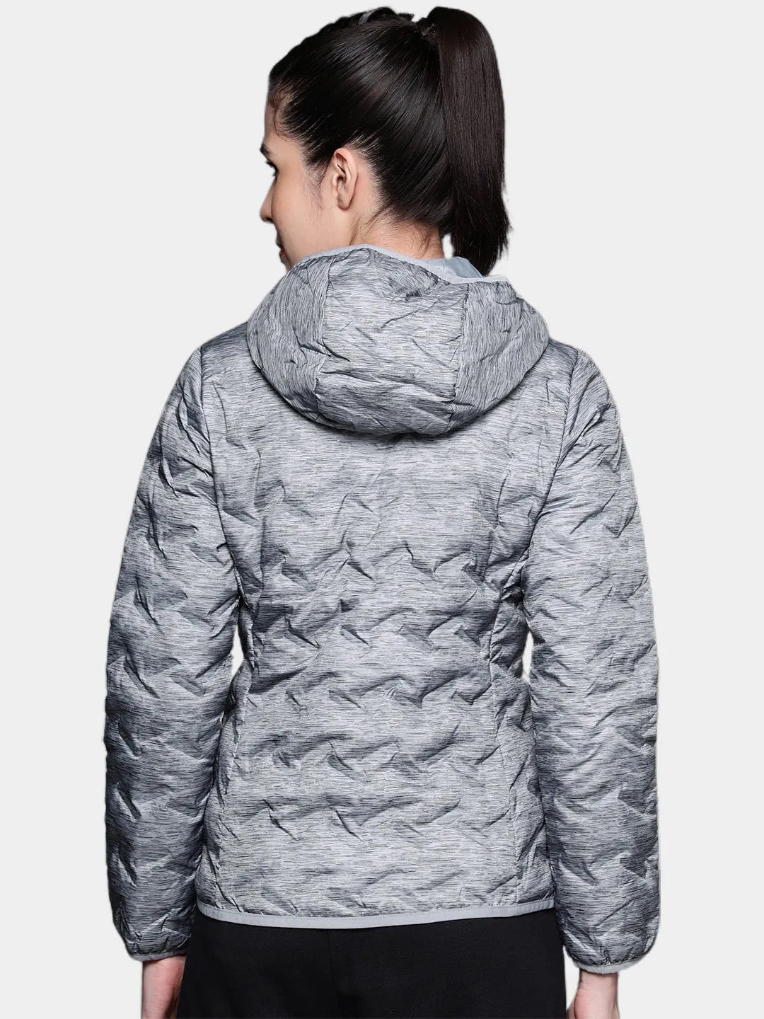 Columbia Women Grey Omni-Heat Reflective Delta Ridge Hooded Down Jacket