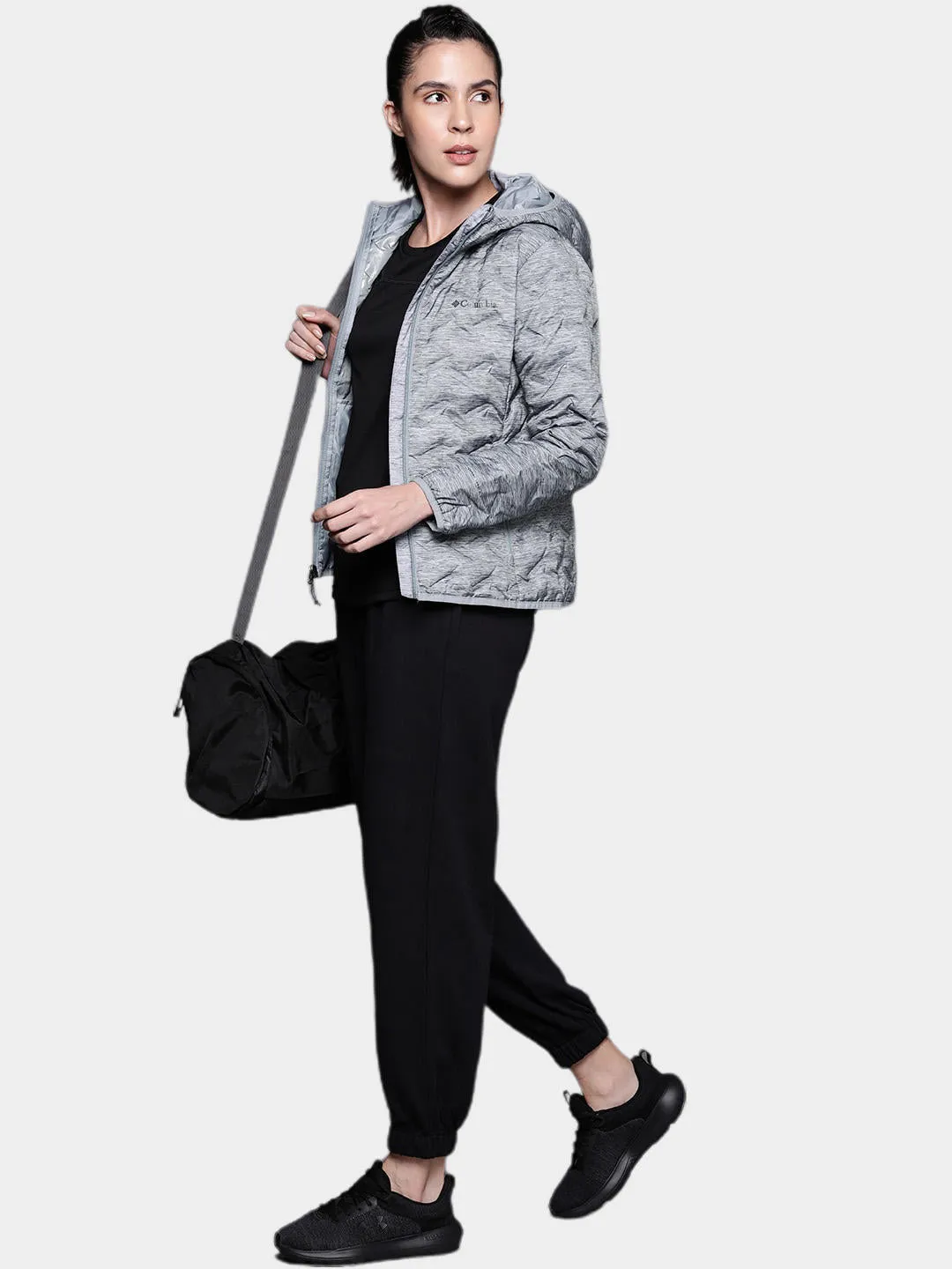 Columbia Women Grey Omni-Heat Reflective Delta Ridge Hooded Down Jacket