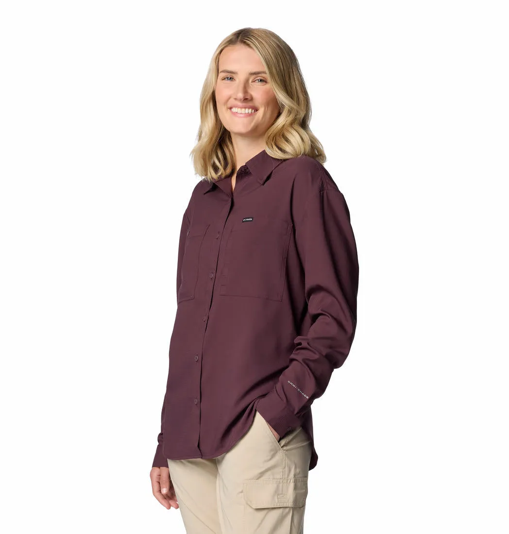 Columbia Women Red Omni-Shade Silver Ridge Utility Long Sleeve Shirt