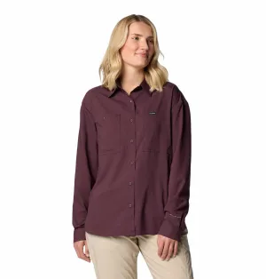 Columbia Women Red Omni-Shade Silver Ridge Utility Long Sleeve Shirt