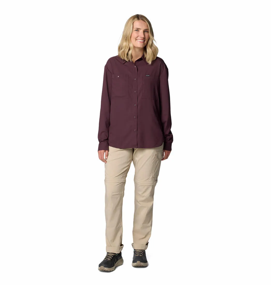 Columbia Women Red Omni-Shade Silver Ridge Utility Long Sleeve Shirt