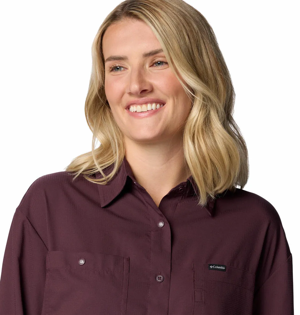 Columbia Women Red Omni-Shade Silver Ridge Utility Long Sleeve Shirt