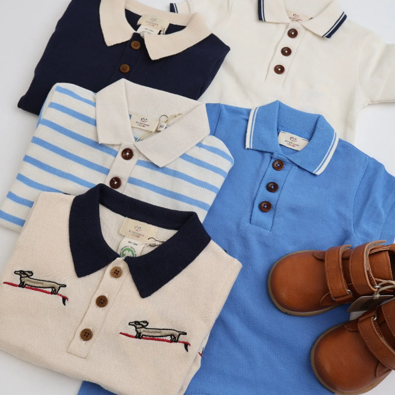 COPENHAGEN COLORS Cream/Navy Comb. Polo W. Embroidery